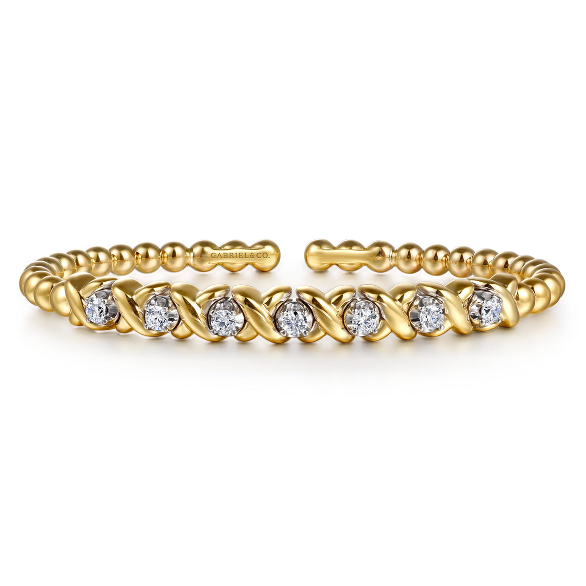 14K White & Yellow Gold Bujukan Diamond Split Bangle Bracelet — Gabriel & Co. BG5078-62M45JJ