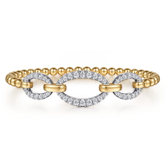 14K White & Yellow Gold Bujukan Diamond Link Split Bangle Bracelet — Gabriel & Co. BG5080-62M45JJ