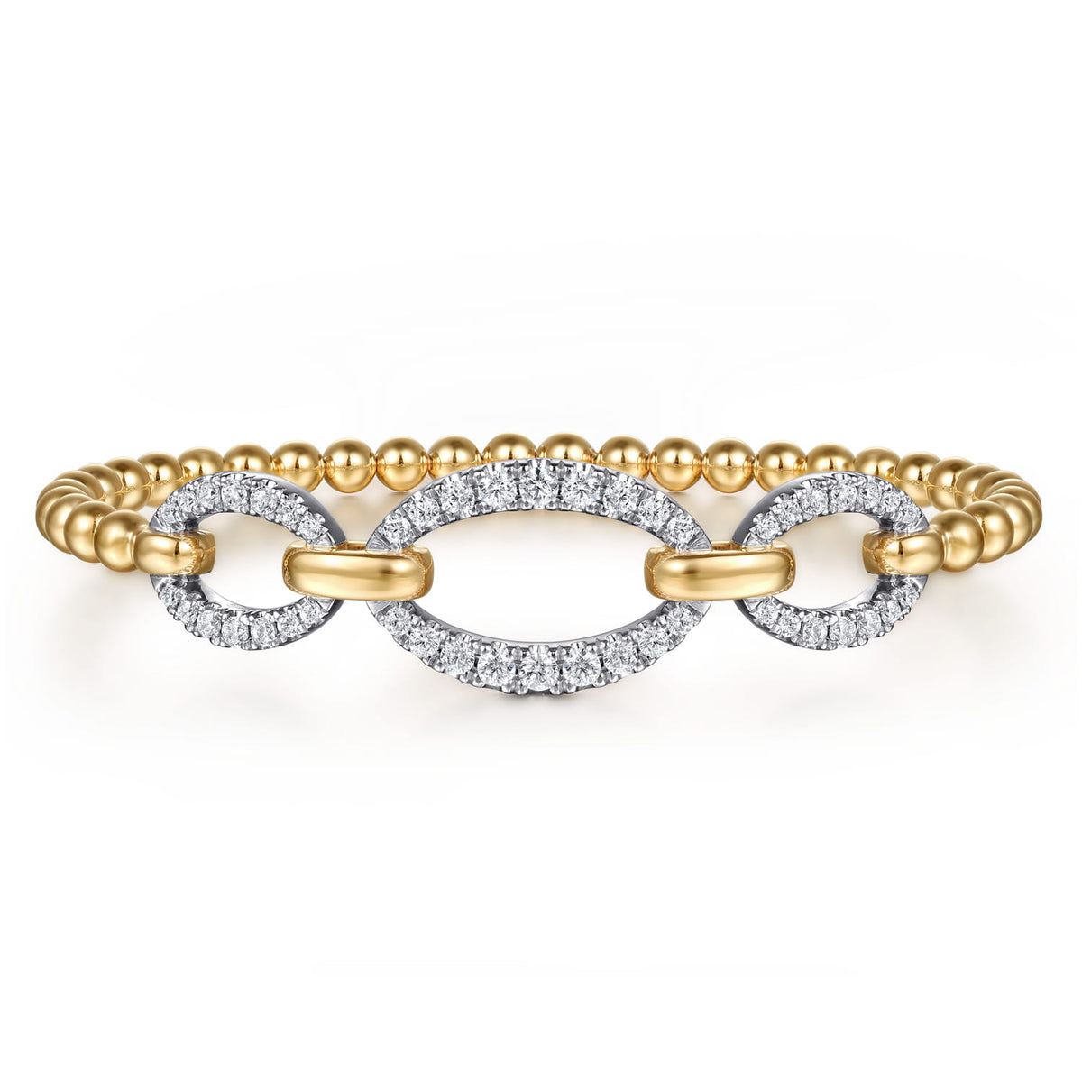 14K White & Yellow Gold Bujukan Diamond Link Split Bangle Bracelet — Gabriel & Co. BG5080-6M45JJ