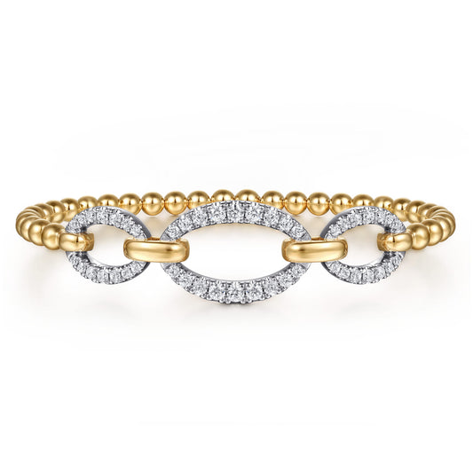 14K White & Yellow Gold Bujukan Diamond Link Split Bangle Bracelet — Gabriel & Co. BG5080-6M45JJ