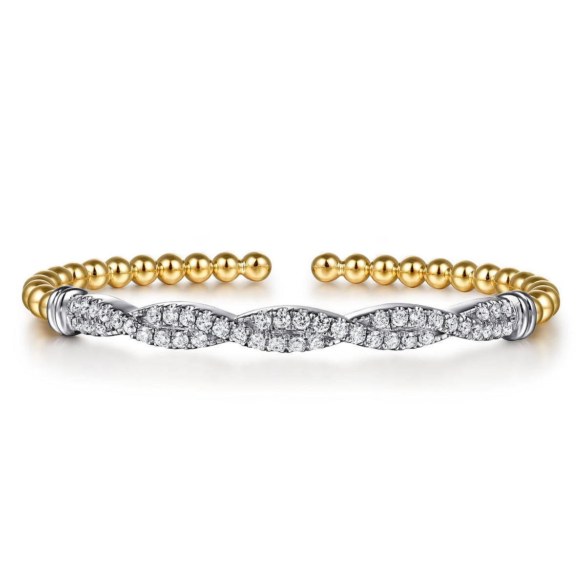 14K White & Yellow Gold Bujukan Diamond Split Bangle Bracelet — Gabriel & Co. BG5090-62M45JJ