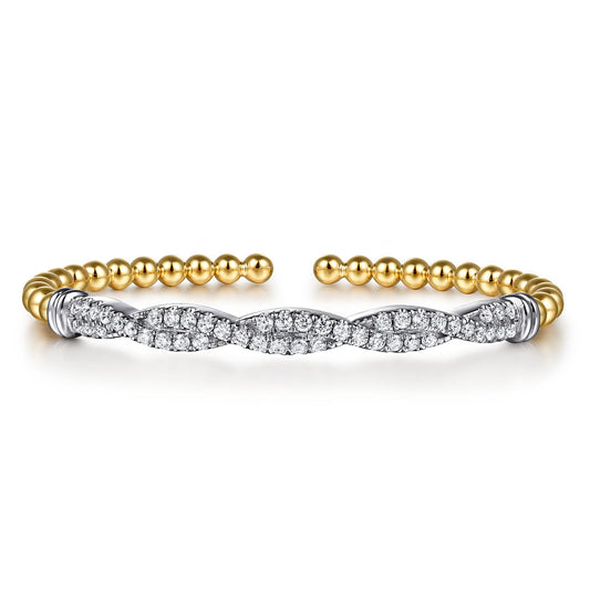 14K White & Yellow Gold Bujukan Diamond Split Bangle Bracelet — Gabriel & Co. BG5090-62M45JJ