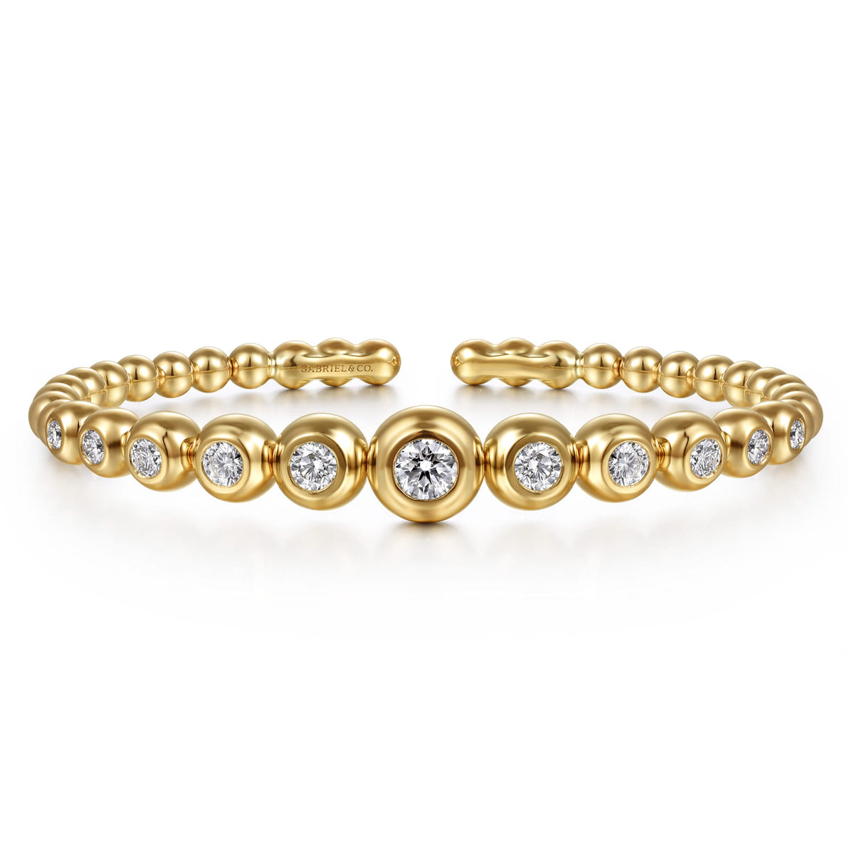 14K Yellow Gold Bujukan and Graduating Diamond Split Bangle Bracelet — Gabriel & Co. BG5124-62Y45JJ