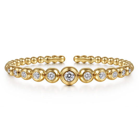 14K Yellow Gold Bujukan and Graduating Diamond Split Bangle Bracelet — Gabriel & Co. BG5124-62Y45JJ