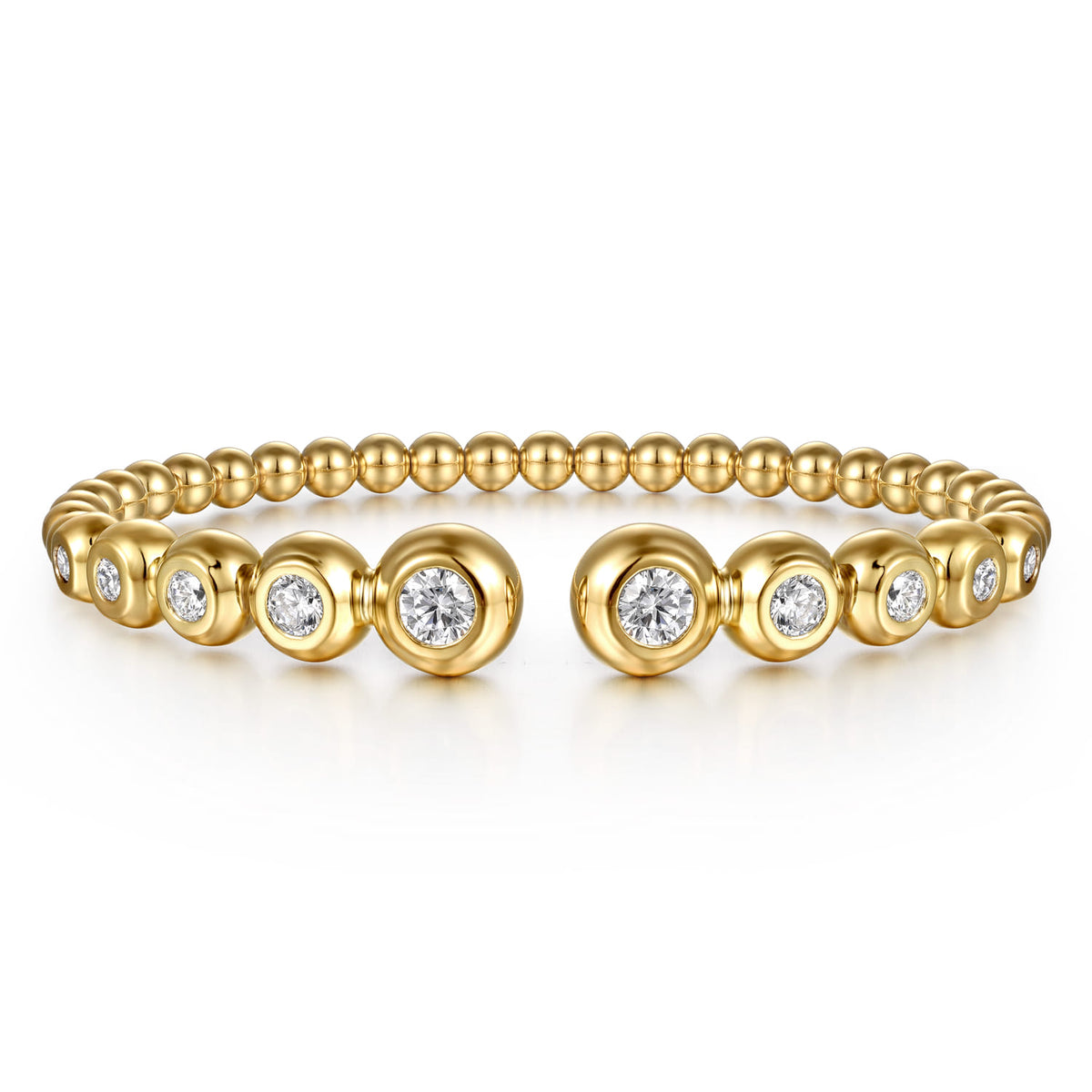 14K Yellow Gold Bujukan and Graduating Diamond Split Bangle Bracelet — Gabriel & Co. BG5125-62Y45JJ