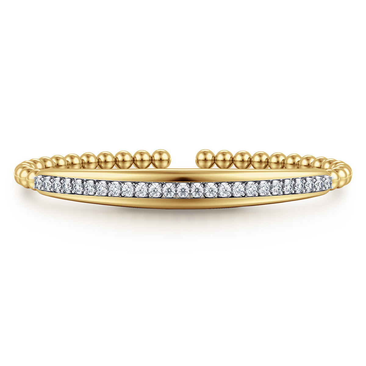 14K White & Yellow Gold Bujukan and Diamond Split Bangle Bracelet — Gabriel & Co. BG5126-62M45JJ