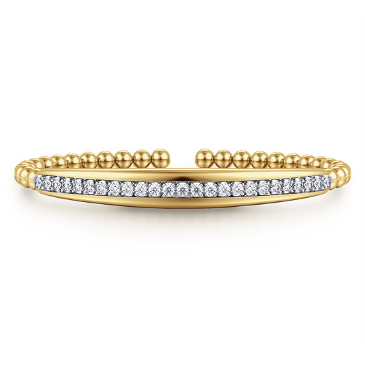 14K White & Yellow Gold Bujukan and Diamond Split Bangle Bracelet — Gabriel & Co. BG5126-62M45JJ