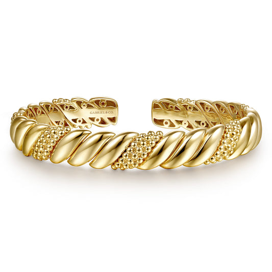 14K Yellow Plain Gold Bujukan Split Bangle Bracelet — Gabriel & Co. official product image — BG5127-62Y4JJJ