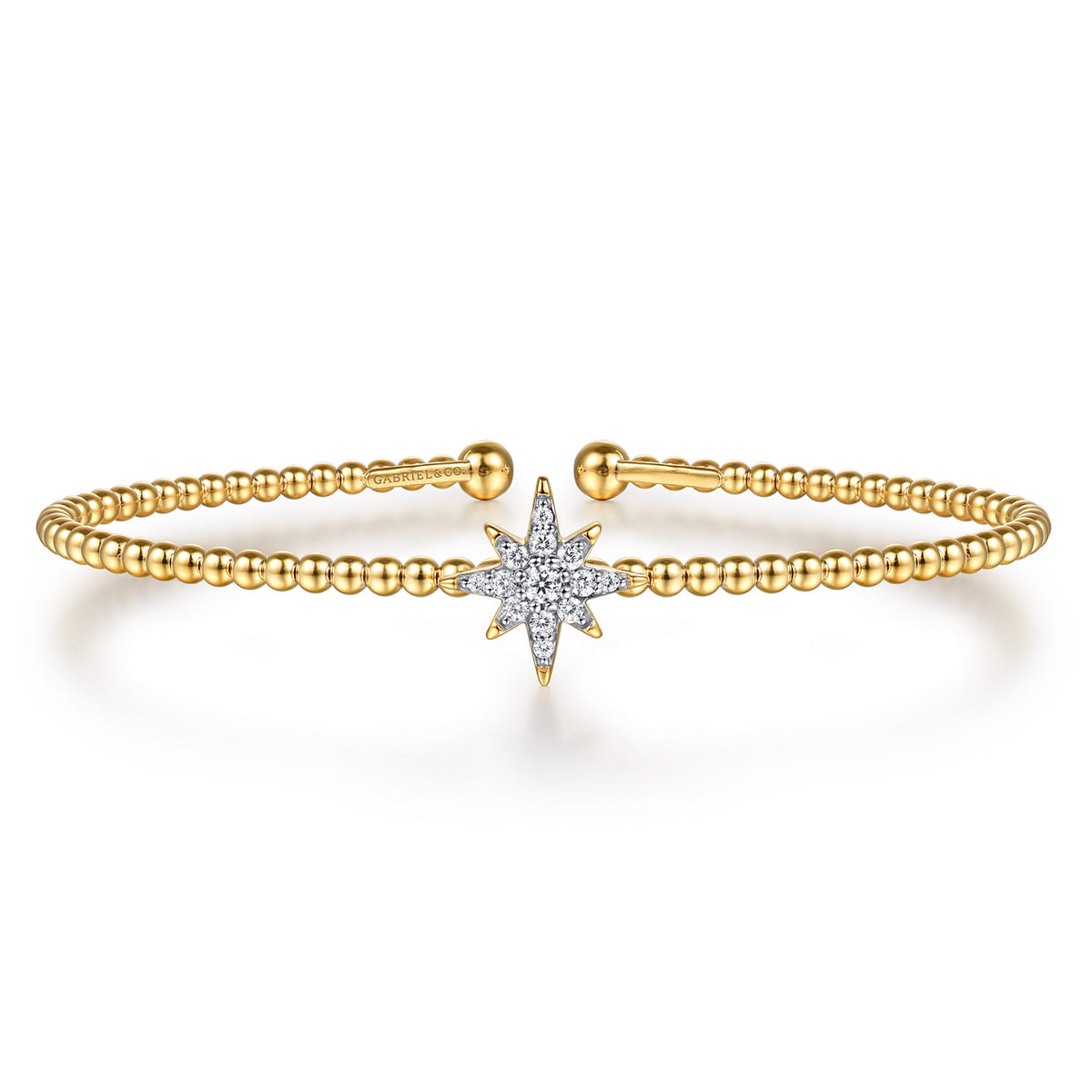 14K Yellow Gold Bujukan and Diamond Starburst Split Bangle Bracelet — Gabriel & Co. BG5138-62Y45JJ