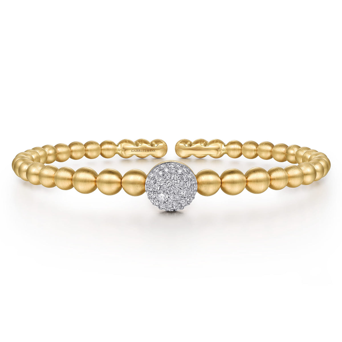 14K White & Yellow Gold Diamond and Bujukan Ball  Split Bangle Bracelet — Gabriel & Co. BG5141-6M45JJ