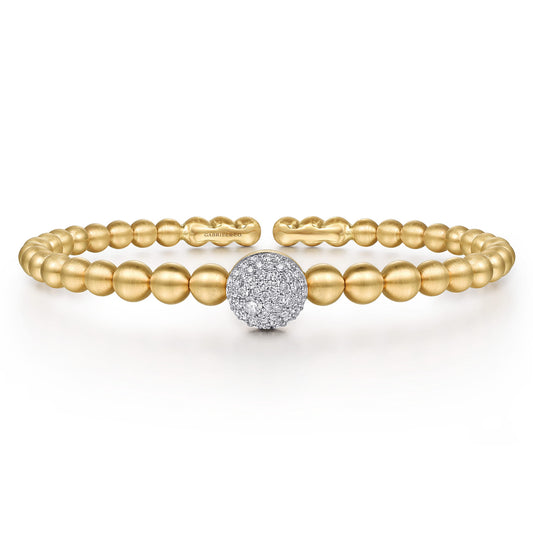 14K White & Yellow Gold Diamond and Bujukan Ball  Split Bangle Bracelet — Gabriel & Co. BG5141-6M45JJ