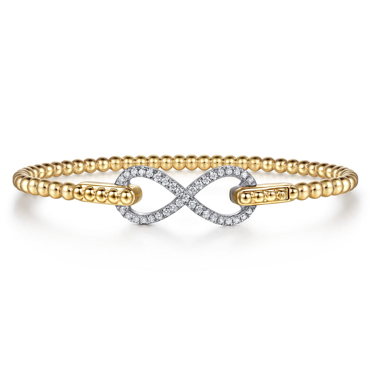14K White and Yellow Gold Bujukan Diamond Infinity Bangle Bracelet — Gabriel & Co. BG5220-6M45JJ