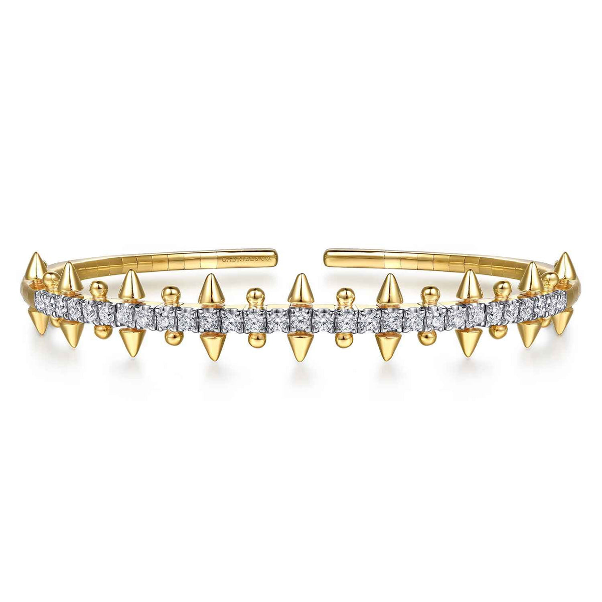 14K Yellow Gold Bujukan Diamond Spike Flexible Cuff Bracelet — Gabriel & Co. BG5283-57Y45JJ