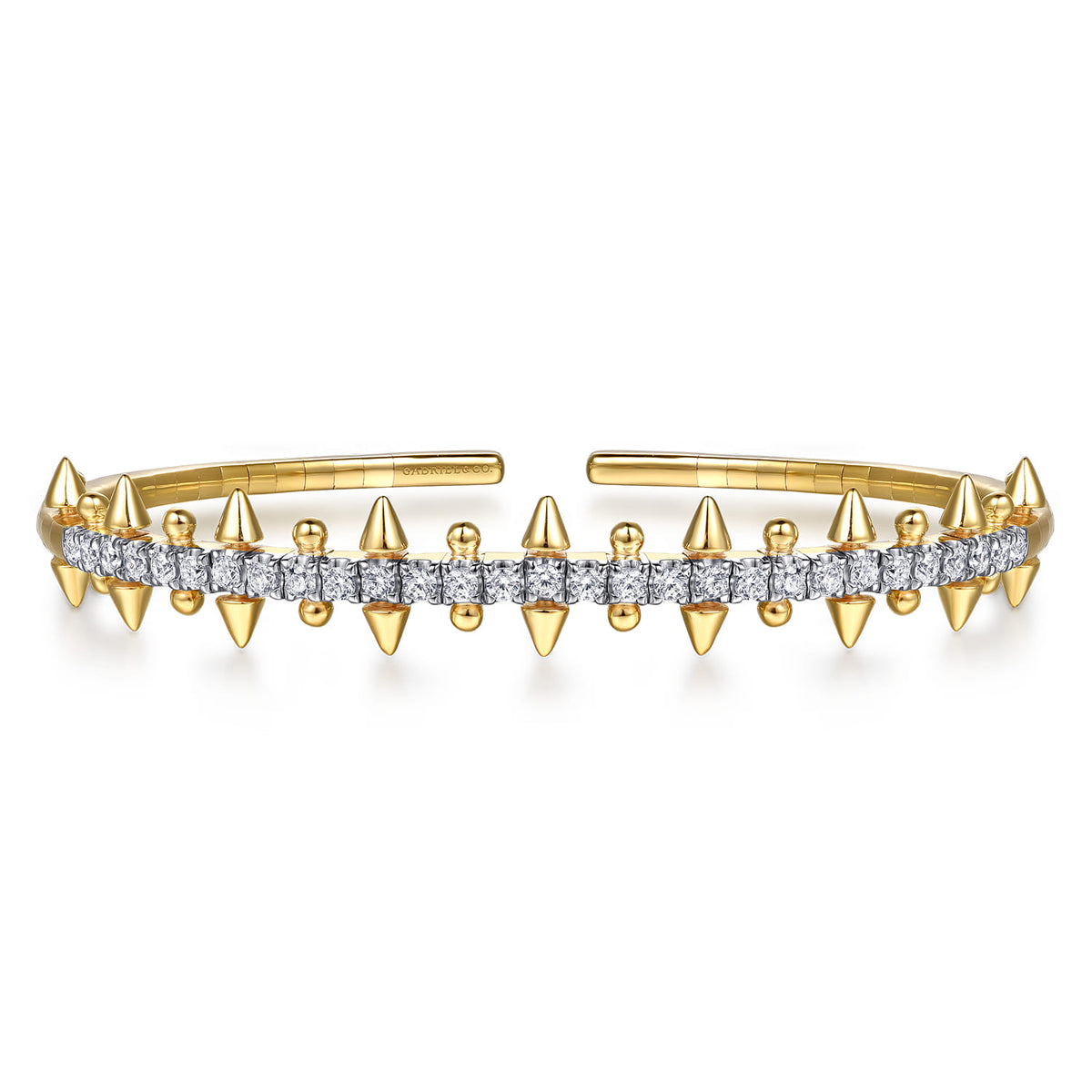 14K Yellow Gold Bujukan Diamond Spike Flexible Cuff Bracelet — Gabriel & Co. BG5283-6Y45JJ
