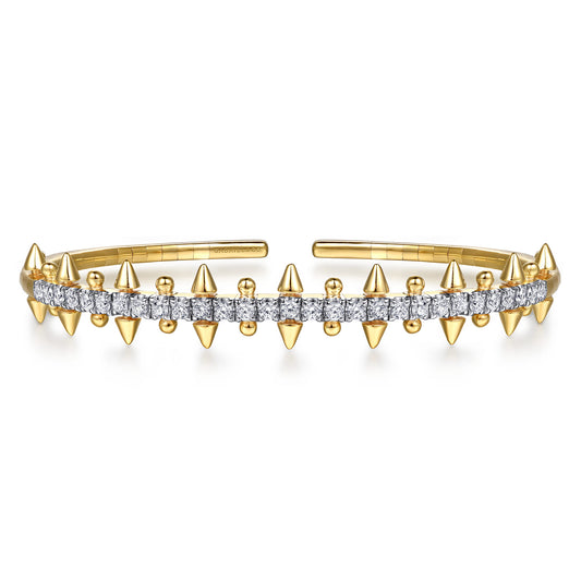 14K Yellow Gold Bujukan Diamond Spike Flexible Cuff Bracelet — Gabriel & Co. BG5283-6Y45JJ