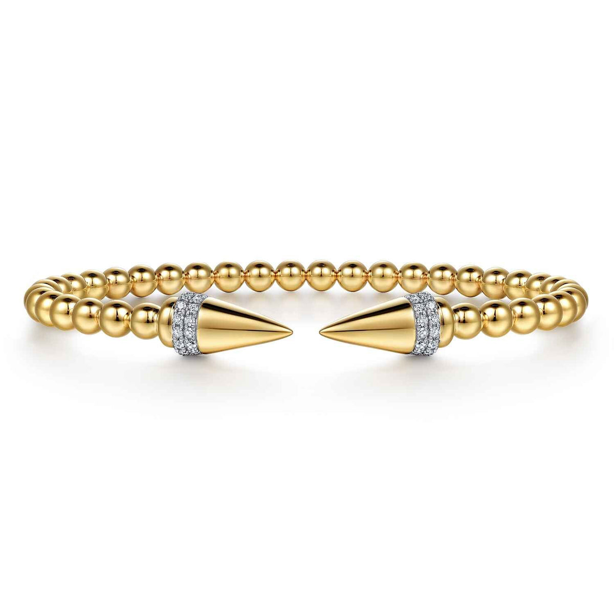 14K Yellow Gold Bujukan Diamond Spike Open Bangle Bracelet — Gabriel & Co. BG5284-57Y45JJ