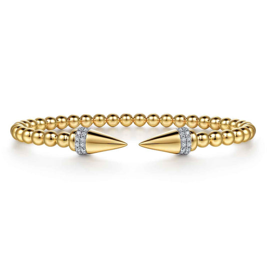 14K Yellow Gold Bujukan Diamond Spike Open Bangle Bracelet — Gabriel & Co. BG5284-57Y45JJ