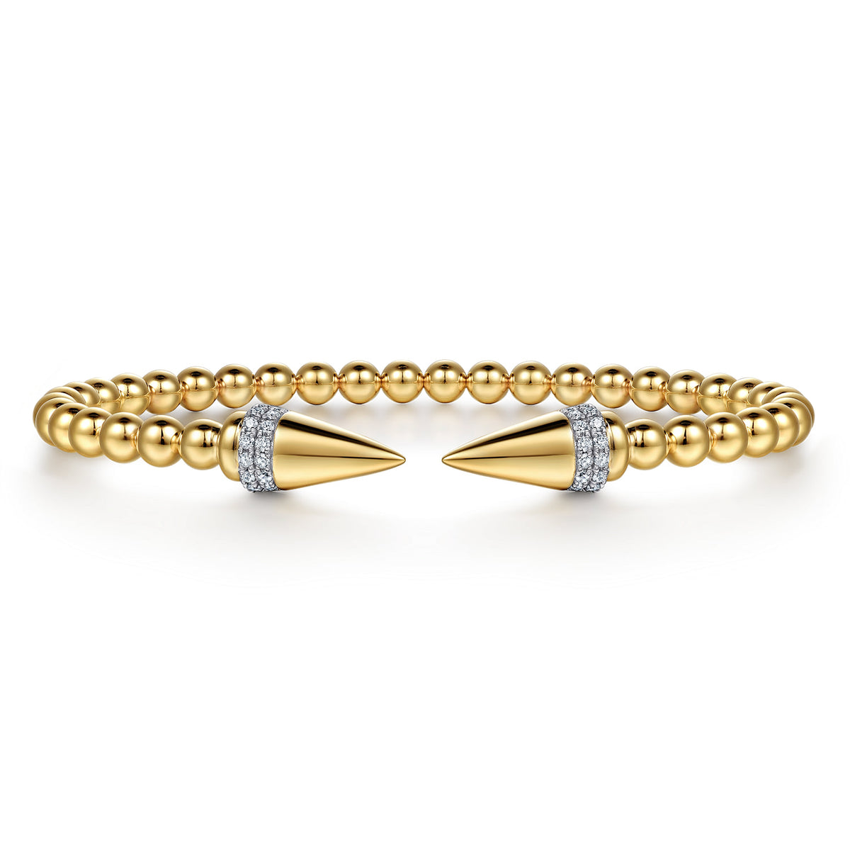 14K Yellow Gold Bujukan Diamond Spike Open Bangle Bracelet — Gabriel & Co. BG5284-6Y45JJ