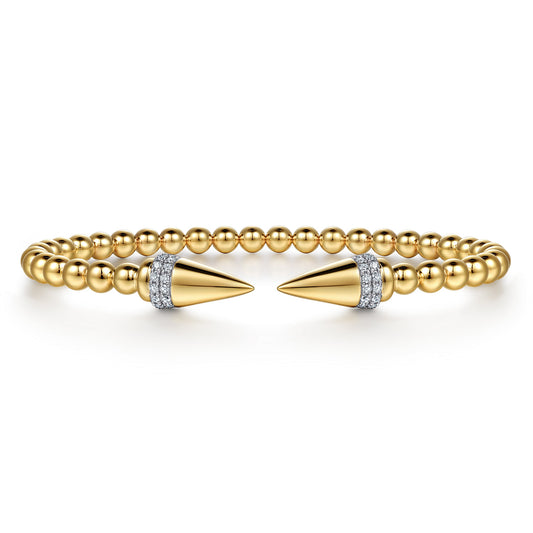 14K Yellow Gold Bujukan Diamond Spike Open Bangle Bracelet — Gabriel & Co. BG5284-6Y45JJ