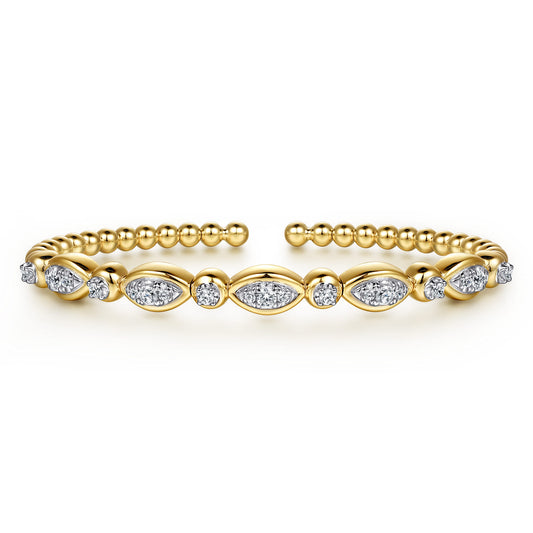 14K White&Yellow Gold Bujukan Marquise Bezel Diamond Bangle Bracelet — Gabriel & Co. BG5286-6M45JJ