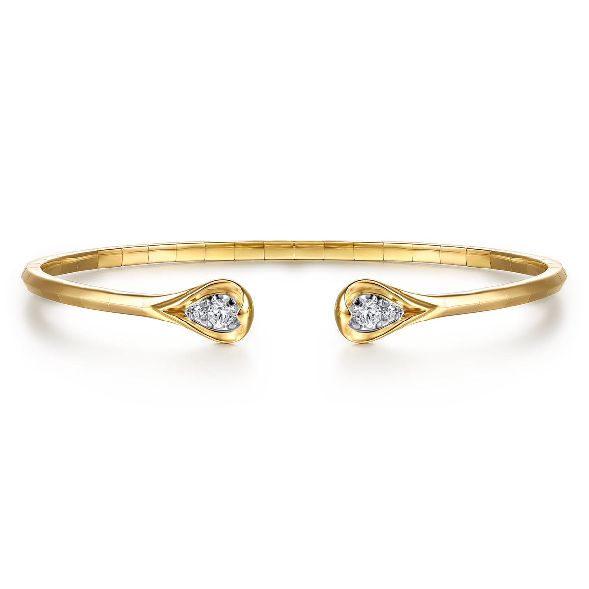 14K White & Yellow Gold Diamond  Pear Open Bangle Bracelet — Gabriel & Co. BG5322-57M45JJ