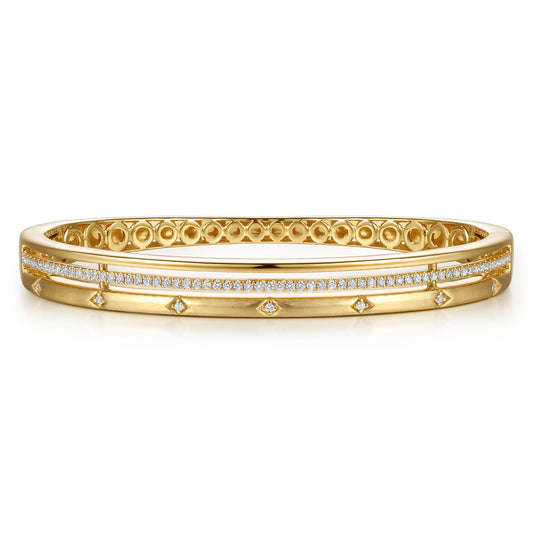 14K Yellow Gold Diamond Station Closed Bangle Bracelet — Gabriel & Co. BG5324-65Y45JJ