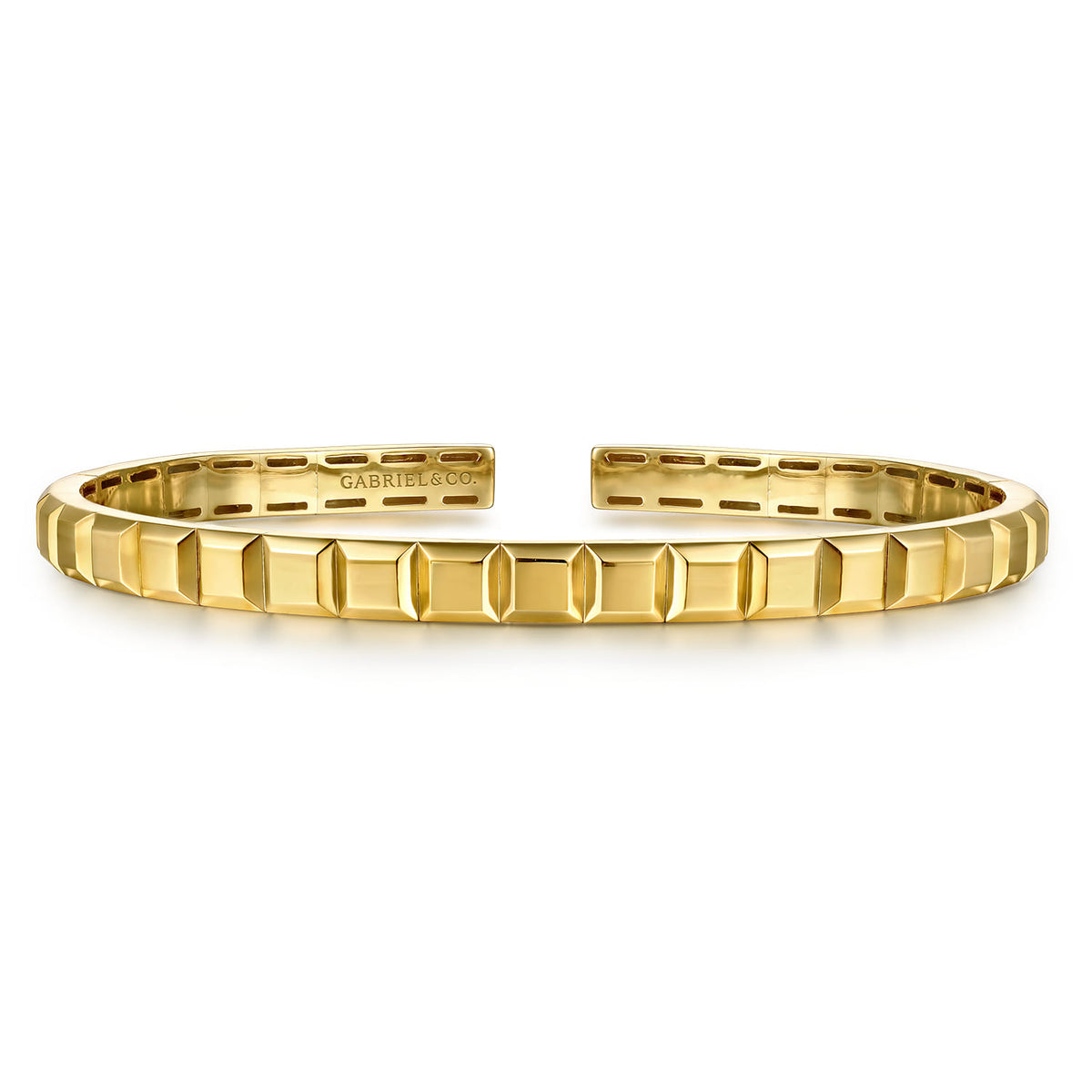 14K Yellow Gold Open Cuff Angular Cuts Square Bangle — Gabriel & Co. BGM2170-72Y4JJJ