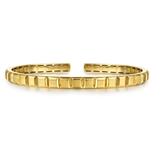 14K Yellow Gold Open Cuff Angular Cuts Square Bangle — Gabriel & Co. BGM2170-72Y4JJJ