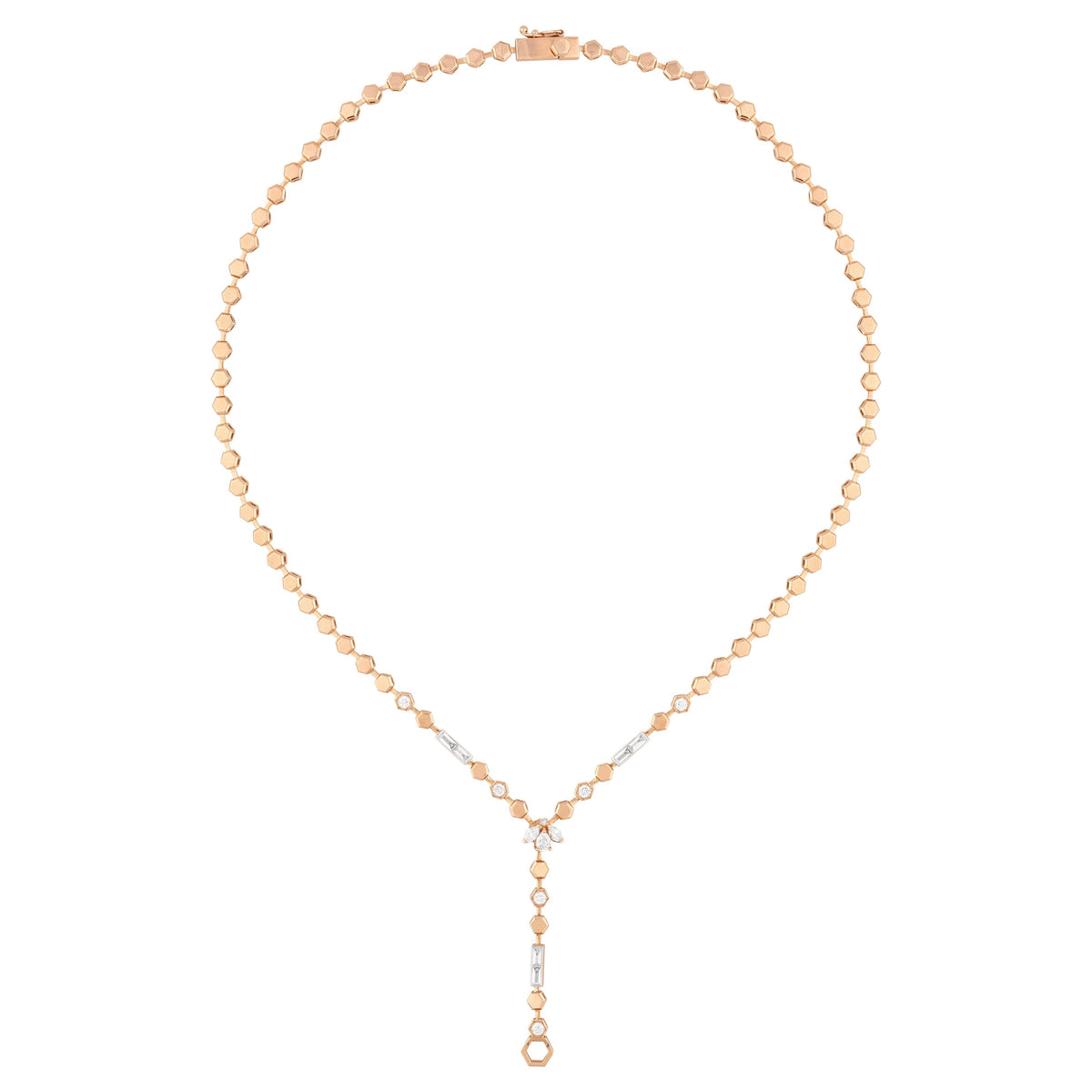 Bee Goddess Honeycomb Lariat Gold Diamond Necklace