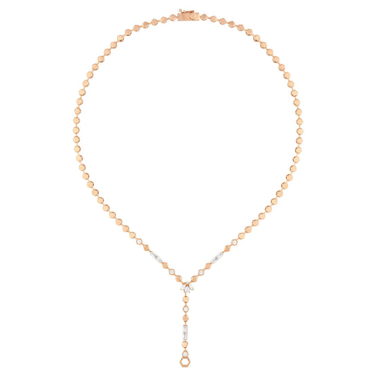 Bee Goddess Honeycomb Lariat Gold Diamond Necklace