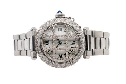 Cartier Pasha 38mm Stainless Steel Watch with Aftermarket Diamonds Roman Dial