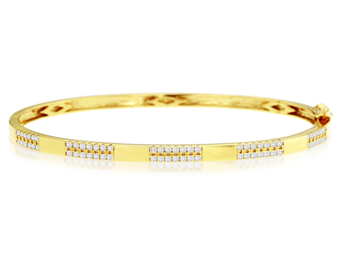 14k Yellow Gold 0.55ctw Round Brilliant Diamond 5 Section Bangle Bracelet