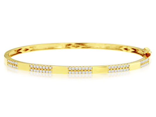 14k Yellow Gold 0.55ctw Round Brilliant Diamond 5 Section Bangle Bracelet