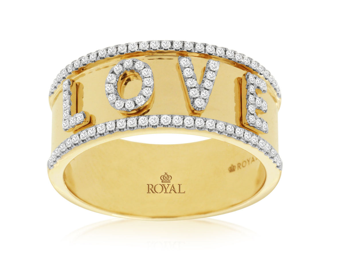 14k Yellow Gold 0.26ctw Natural Round Brilliant Diamond LOVE Ring