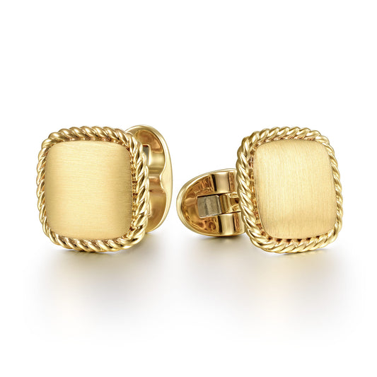 14K Yellow Gold Square Cufflinks with Twisted Rope Trim — Gabriel & Co. CL39Y4JJJ