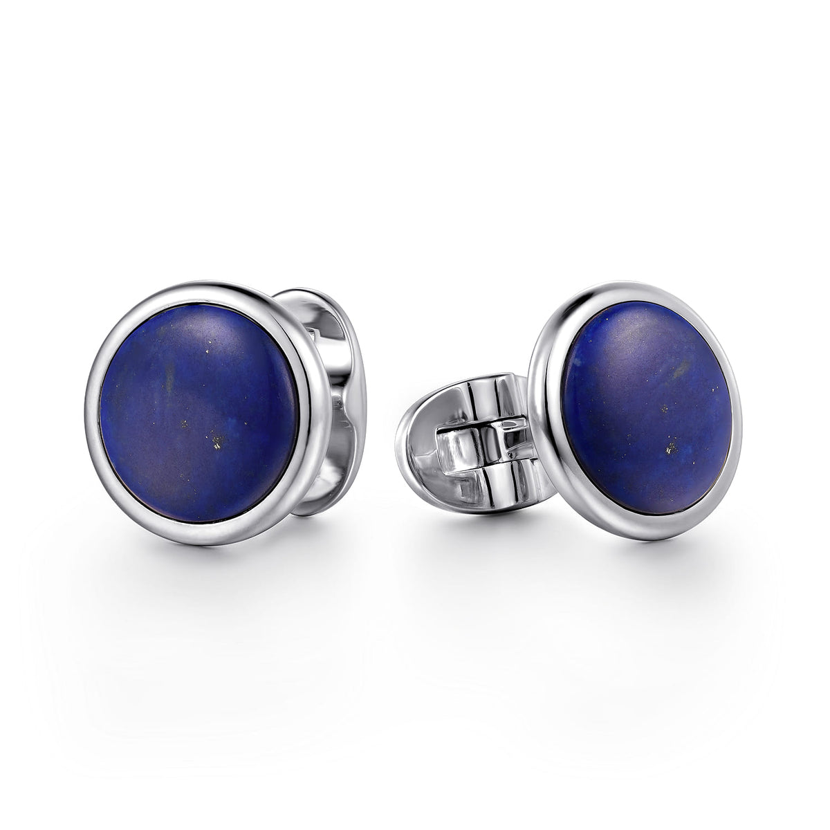14K White Gold Round Lapis Cufflinks — Gabriel & Co. CL43W4JLP