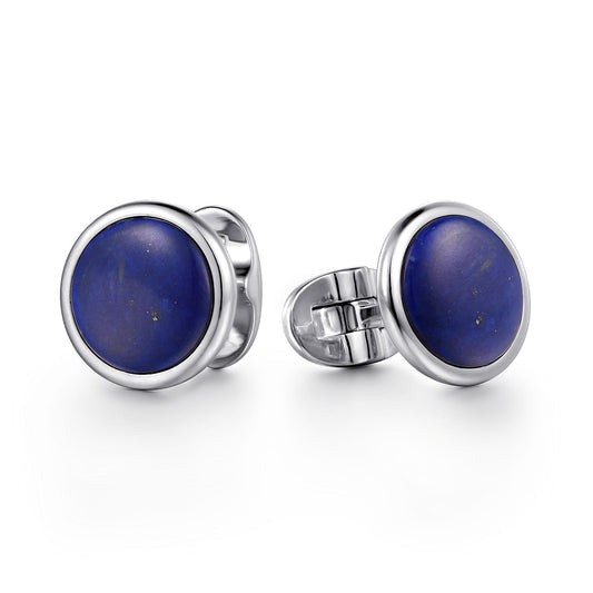 14K White Gold Round Lapis Cufflinks — Gabriel & Co. CL43W4JLP