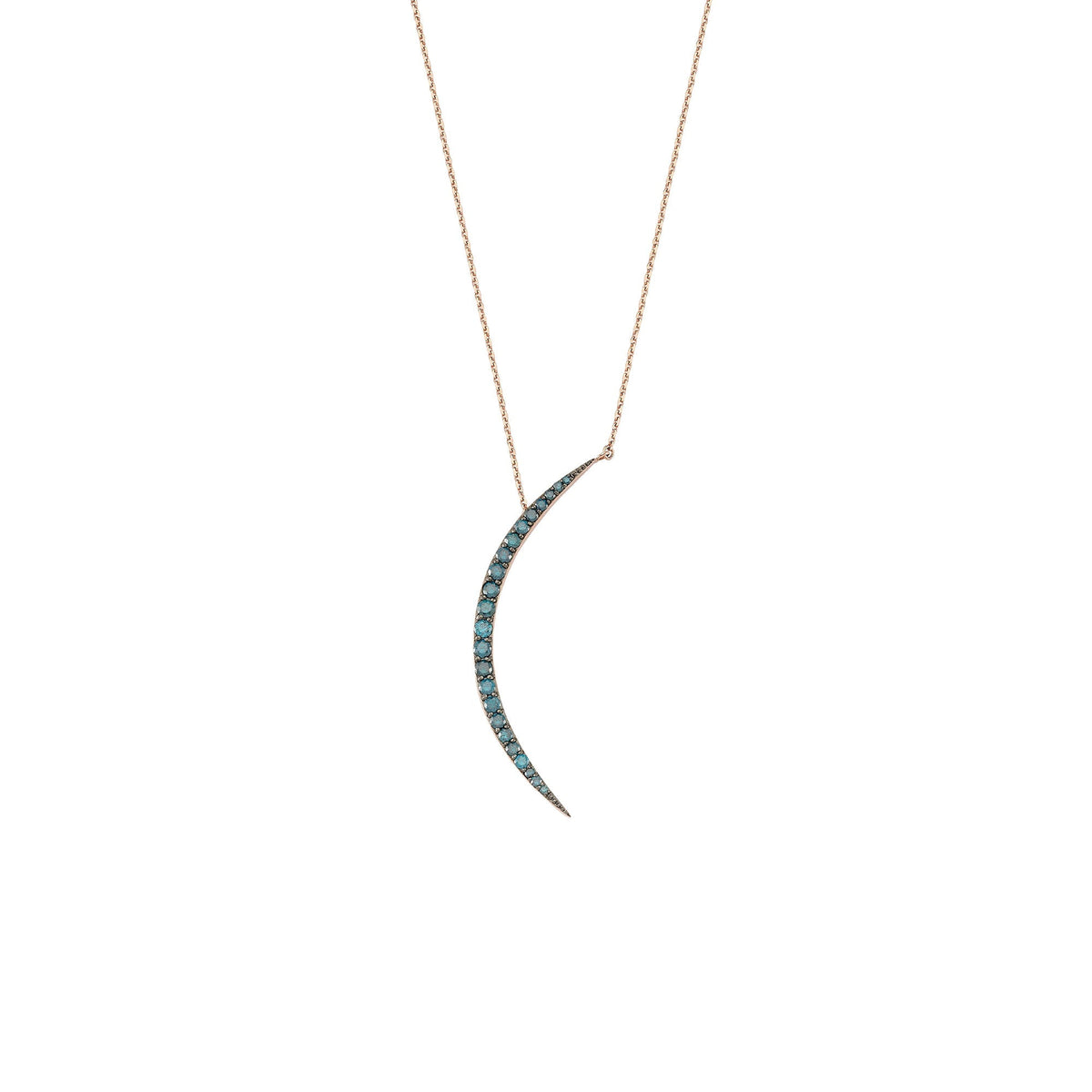 Bee Goddess Crescent Gold Blue Diamond Necklace