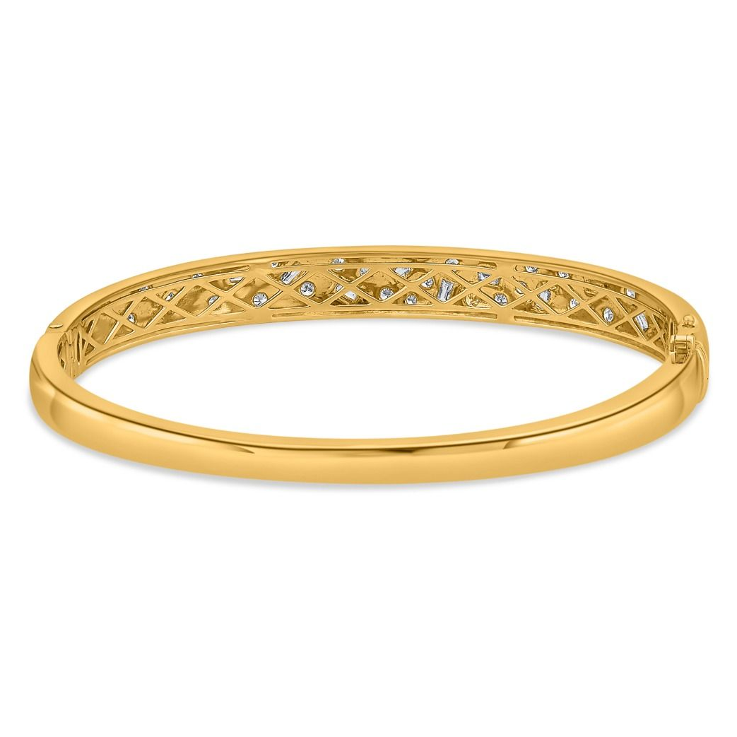 Yellow Gold Sandblasted Multi Diamond Bangle — view 2
