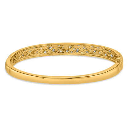 Yellow Gold Sandblasted Multi Diamond Bangle — view 2