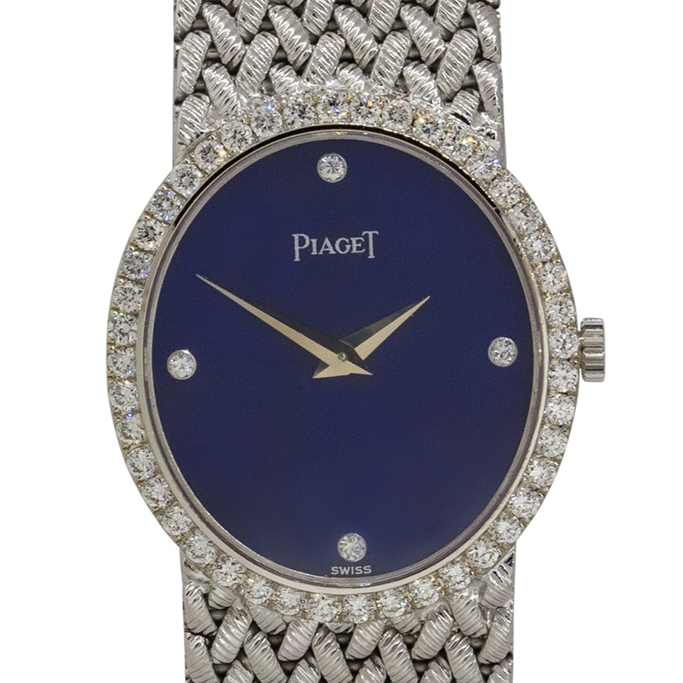 Piaget 9821D3 18k White Gold Lapis Diamond Dial Ladies Watch
