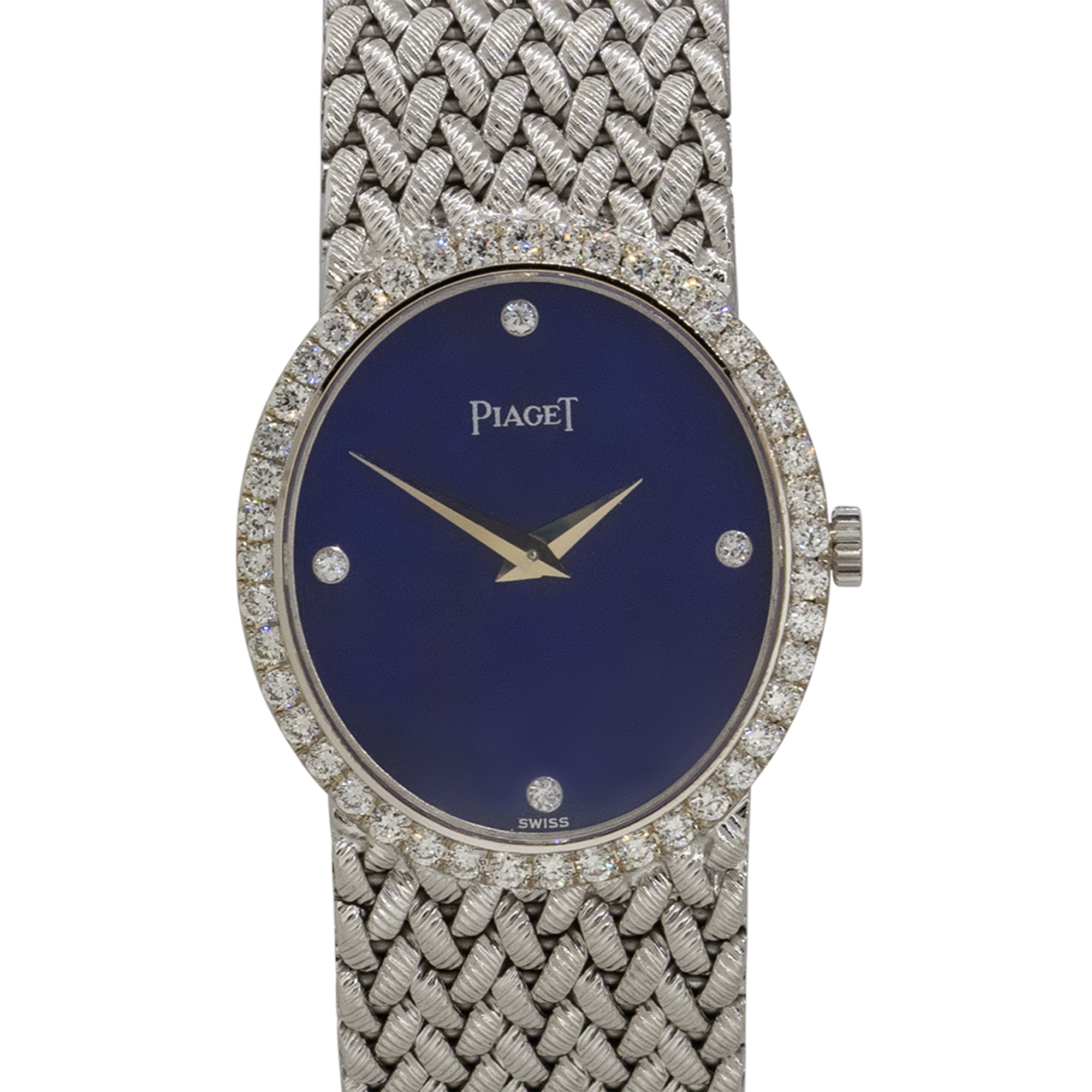 Piaget 9821D3 18k White Gold Lapis Diamond Dial Ladies Watch