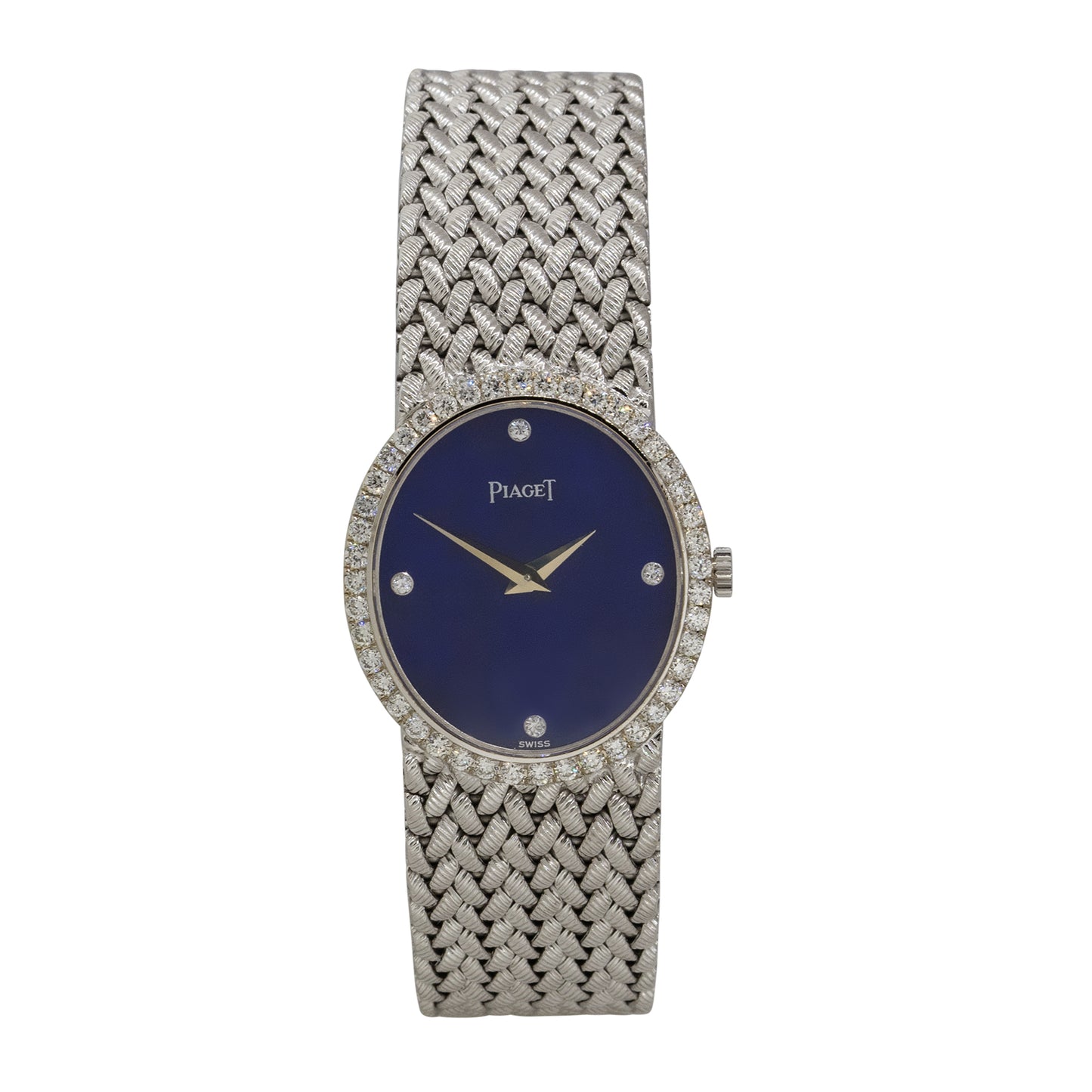 Piaget 9821D3 18k White Gold Lapis Diamond Dial Ladies Watch
