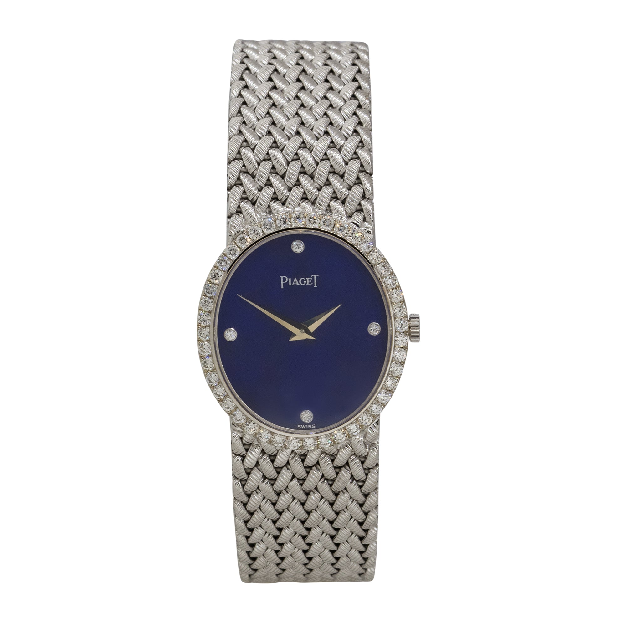Piaget 9821D3 18k White Gold Lapis Diamond Dial Ladies Watch