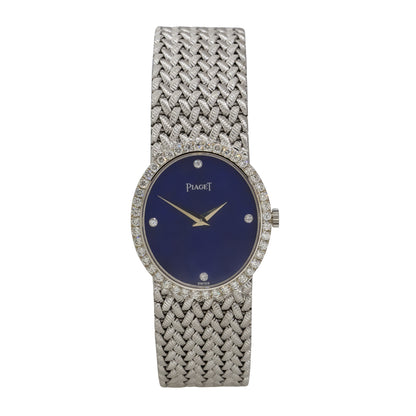 Piaget 9821D3 18k White Gold Lapis Diamond Dial Ladies Watch
