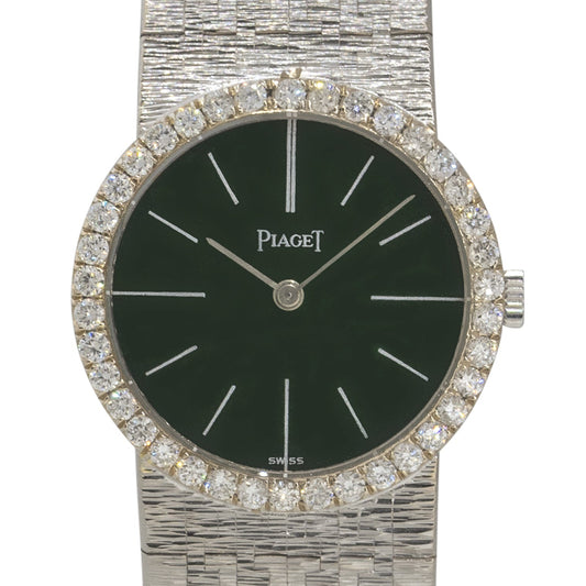Piaget 924B2 18k White Gold Jade Dial Diamond Ladies Watch