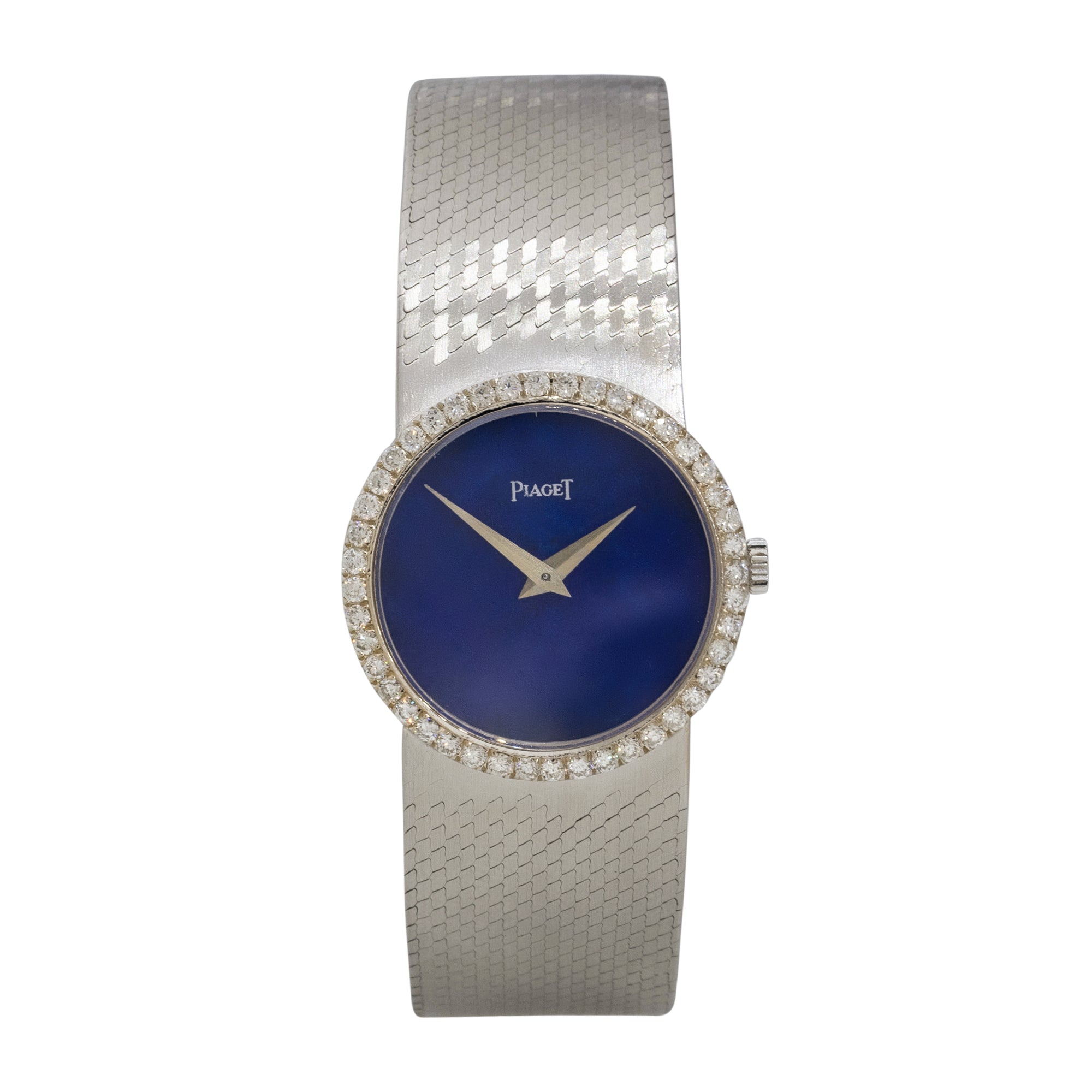 Piaget 9701A6 18k White Gold Lapis Diamond Ladies Watch