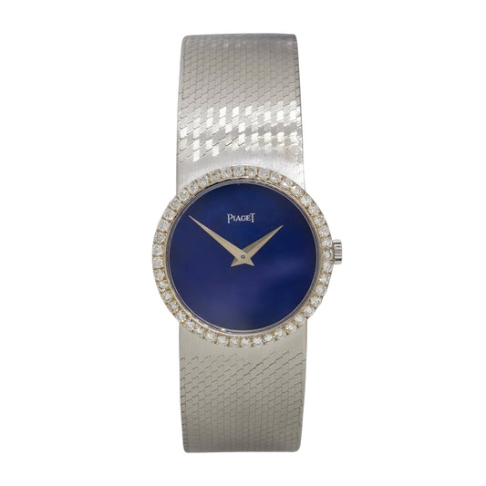 Piaget 9701A6 18k White Gold Lapis Diamond Ladies Watch