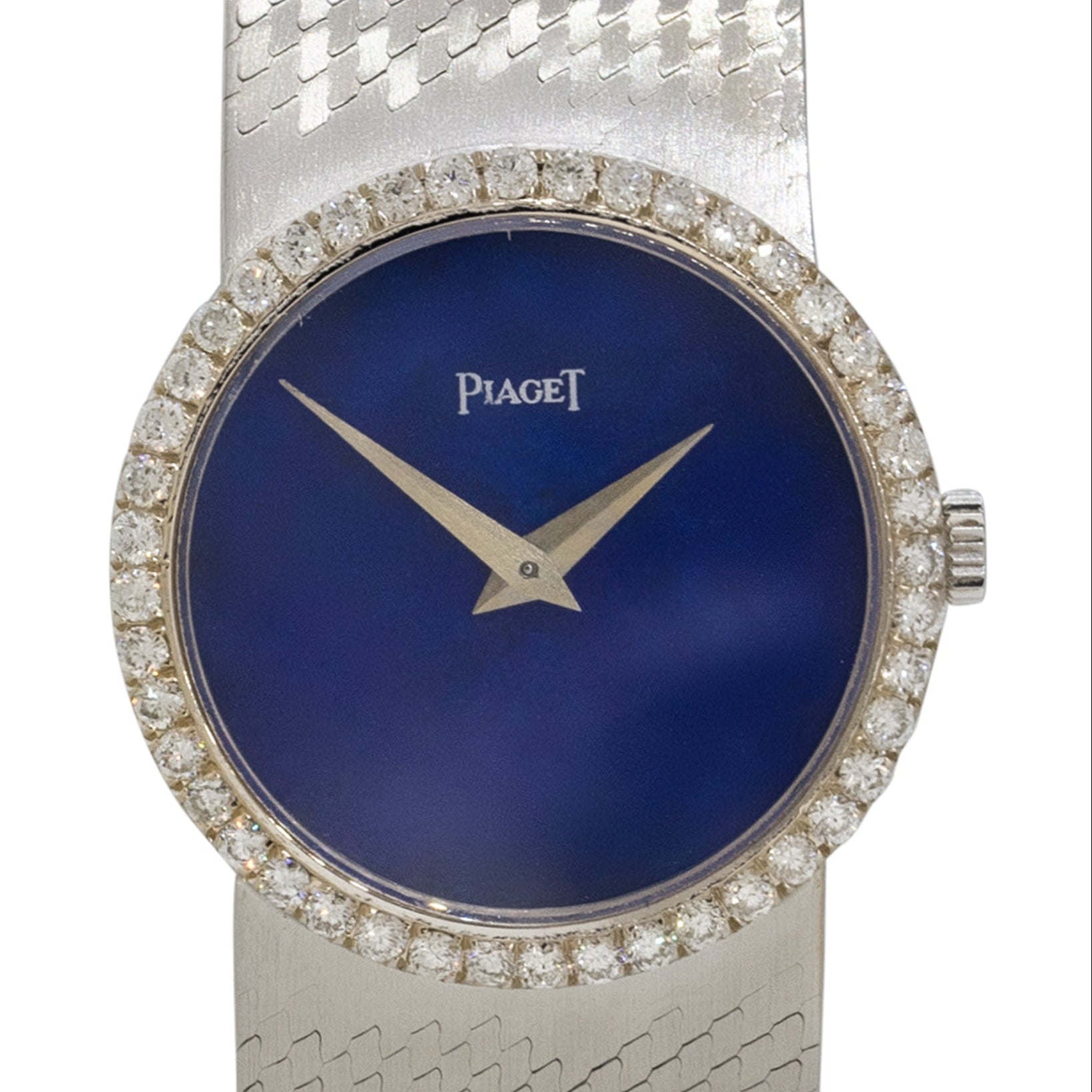 Piaget 9701A6 18k White Gold Lapis Diamond Ladies Watch