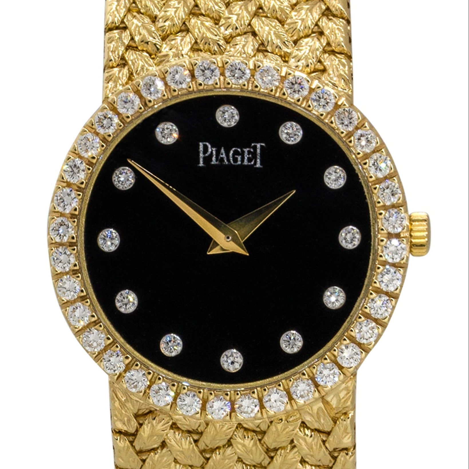 Piaget 8706D2 18k Yellow Gold Black Onyx Diamond Ladies Watch